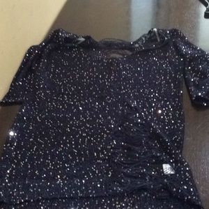 Navy sequin sweater with tears front/back